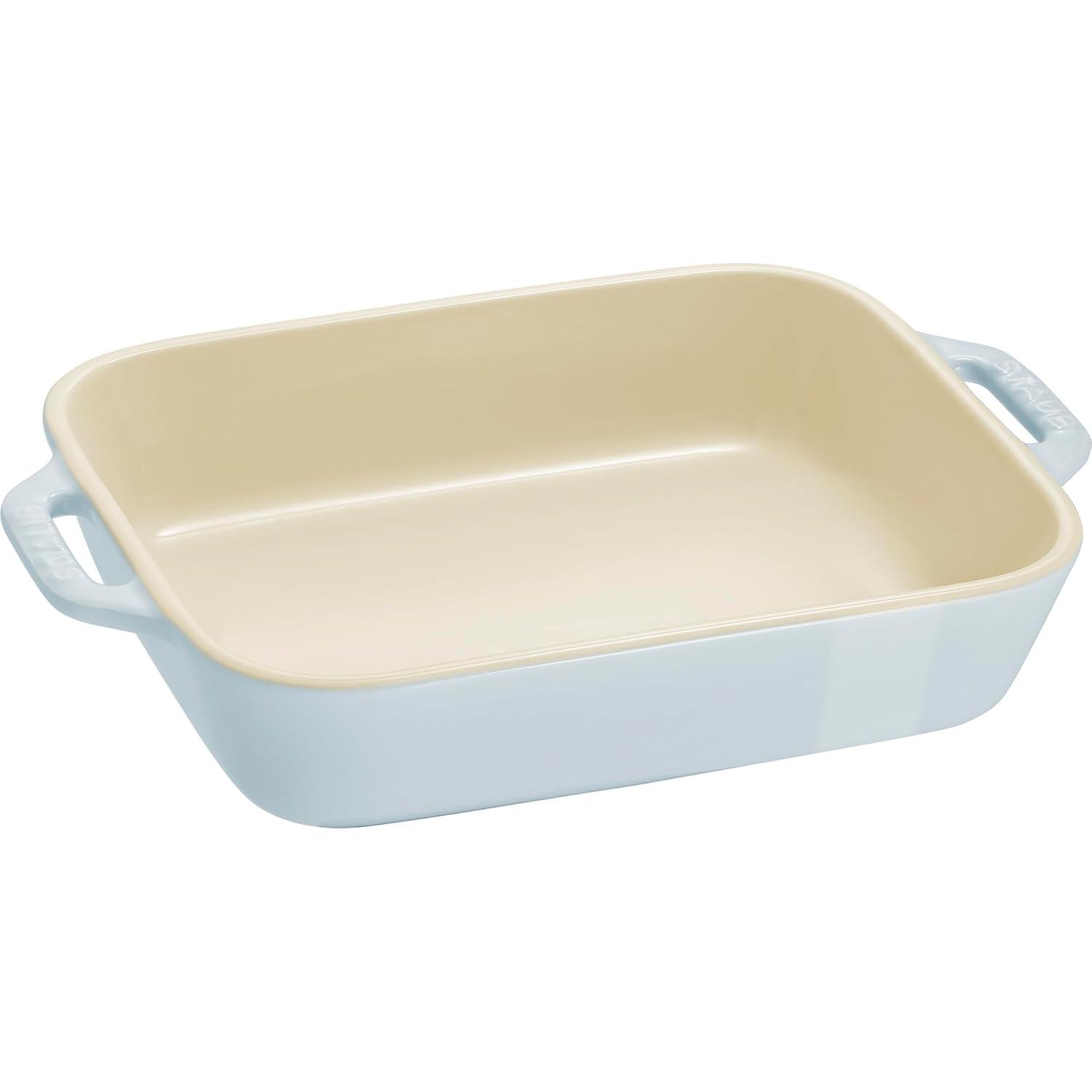 Staub Macaron Pastel Blue Rectangular Bakers, Set of 2