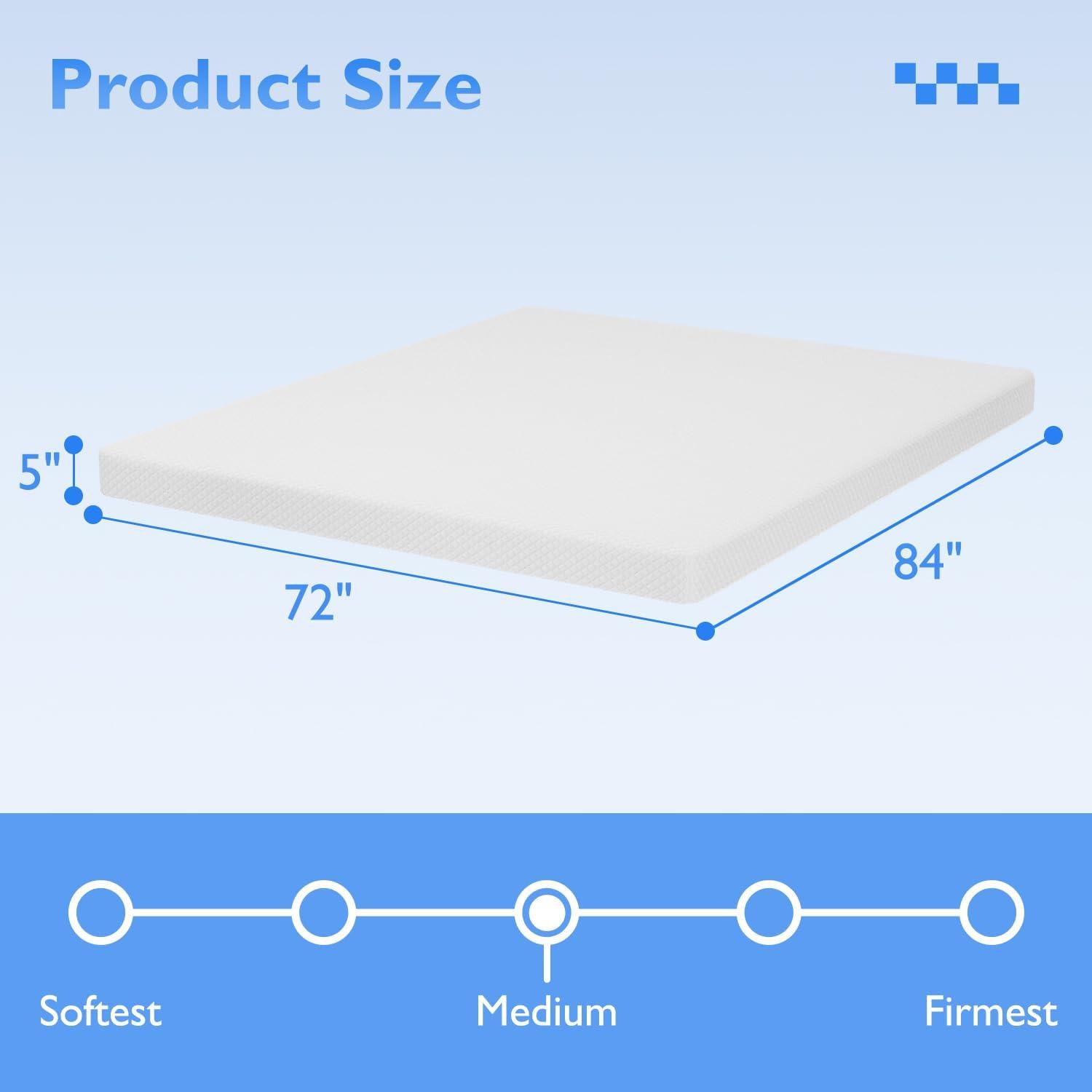 FDW 8 inch California King Mattress Gel Memory Foam Mattress for Cool Sleep & Pressure Relief/CertiPUR-US Certified/Bed-in-a-Box,California King