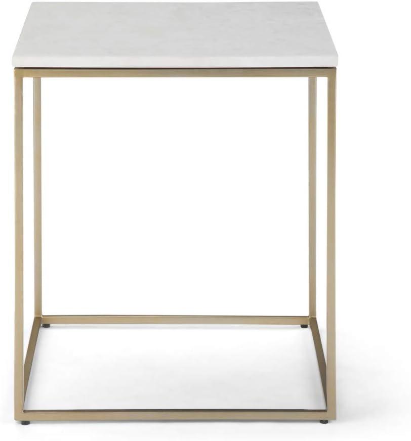 White Marble and Gold Metal Modern Accent Table