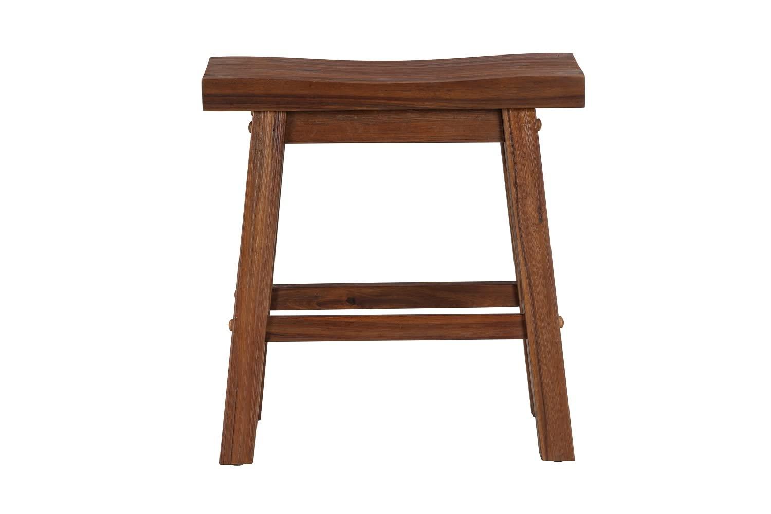 Set of 2 18" Sonoma Saddle Stools, Acacia Wood, Rustic Farmhouse - Boraam