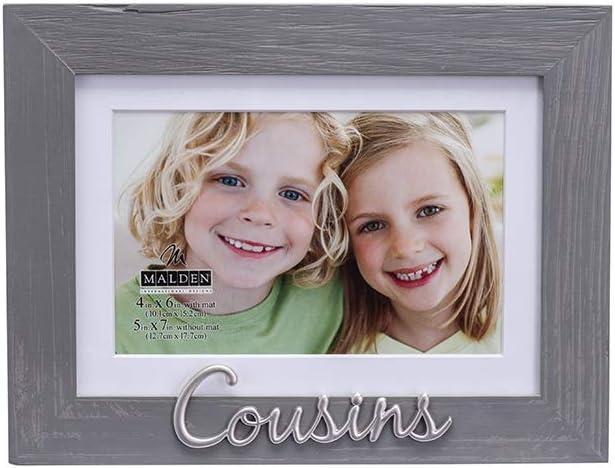 Gray Rustic Wood Grain Cousins Picture Frame with Silver Attachment