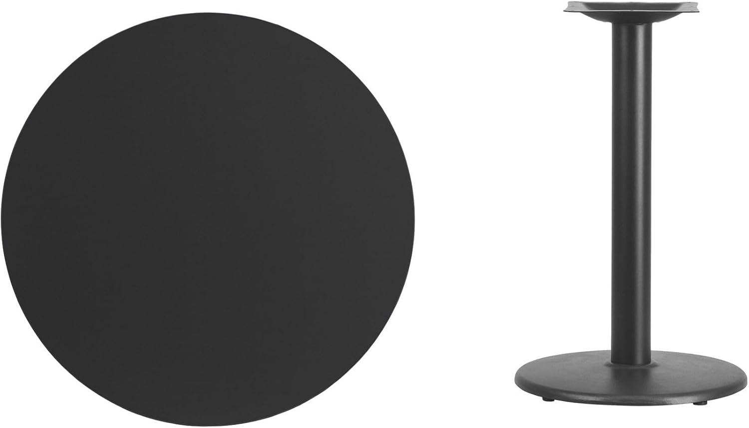 Flash Furniture 30'' Round Black Laminate Table Top with 18'' Round Table Height Base