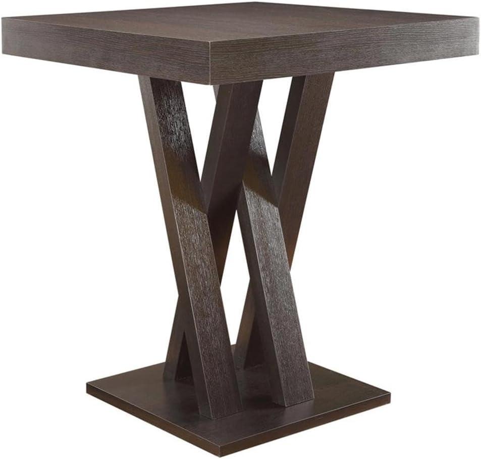 Coaster Modern Wood Square Criss Cross Base Pub Table in Cappuccino