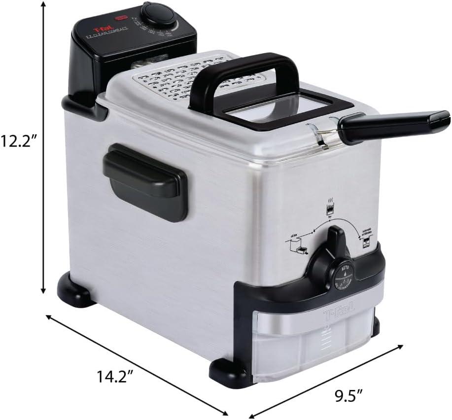 Compact Stainless Steel Electric Deep Fryer with Basket, 1.8L