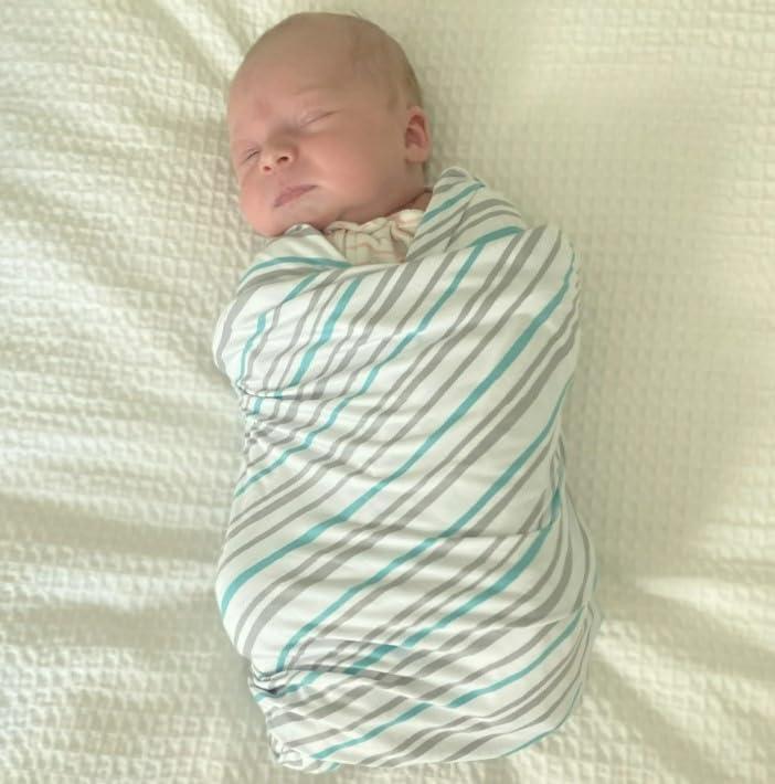 Lars & Lola Swaddle Blanket, Baby Girl or Baby Boy Swaddle, 31.5 x 31.5 inch soft Newborn Swaddle Set for Newborn Girls and Boys, Ocean Stripe