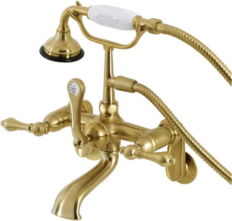 Brushed Brass Vintage Clawfoot Tub Faucet with Hand Shower