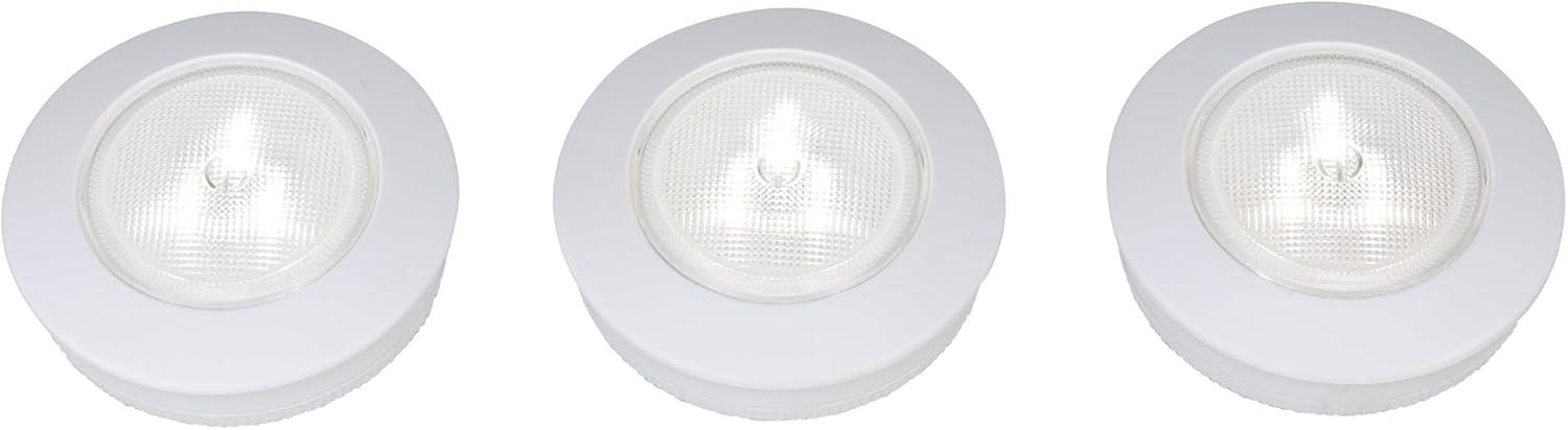 Battery-Operated White LED Tap Puck Lights 3-Pack