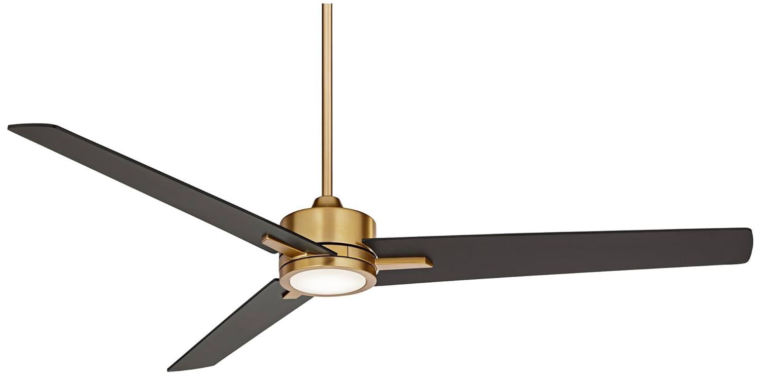 60" Casa Vieja Modern 3 Blade Indoor Ceiling Fan with Light LED Remote Soft Brass Black for House Bedroom Living Room Home Bedroom