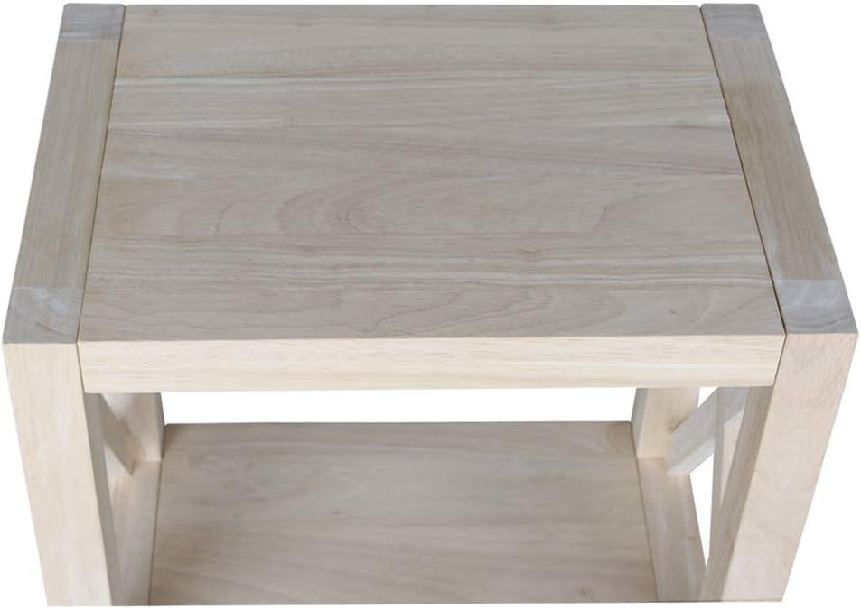 Hampton Solid Wood Narrow End Table Unfinished - International Concepts: Transitional Farmhouse Accent, Spot Clean