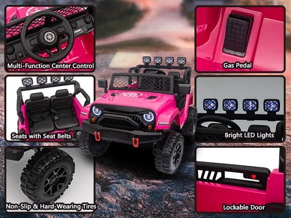 Pink 24V 2-Seater Kids Ride-On Jeep with Remote Control