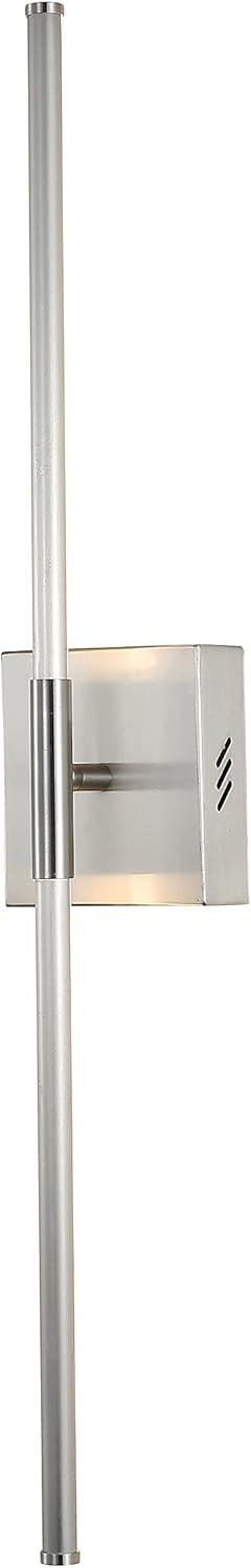 Sleek Minimalist Nickel LED Wall Sconce, 28" Rectangular