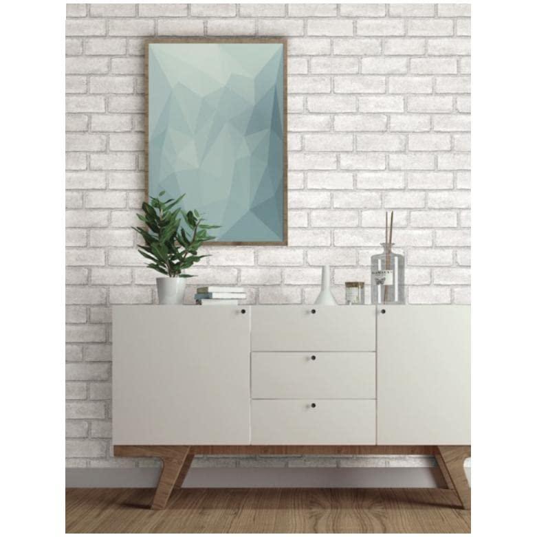 Scott Living 216-in by 20.5-in District Brick White Self Adhesive Wallpaper