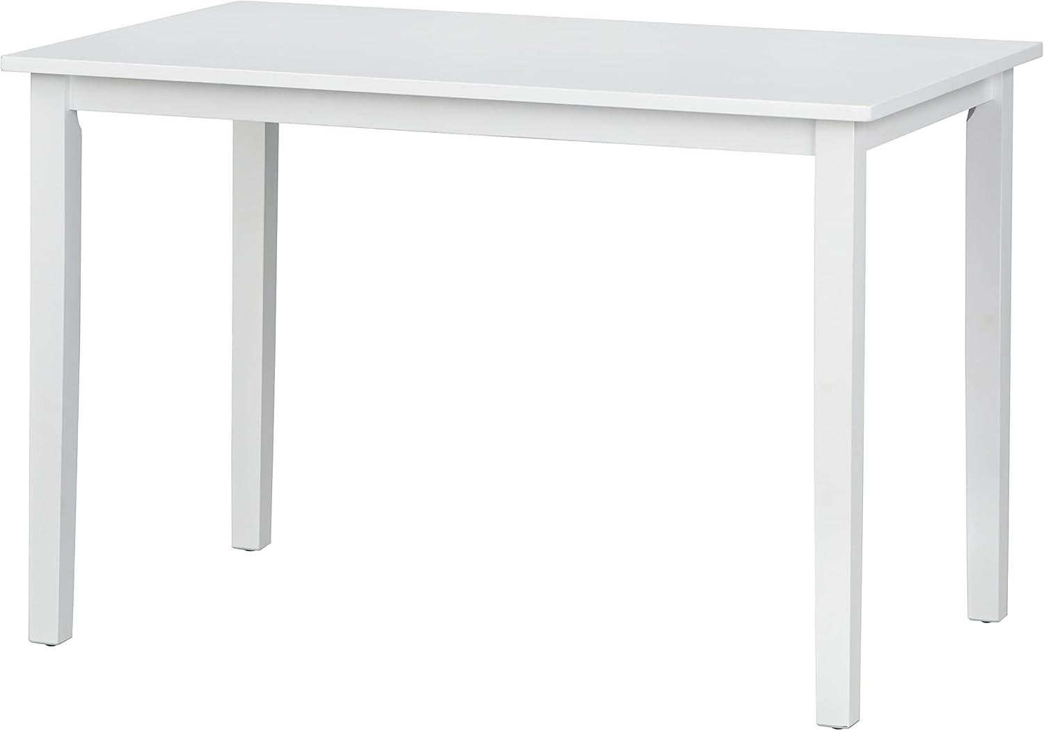 Buylateral Shaker Rectangular Dining Table White: Transitional Style, Rubberwood, 4-Seat