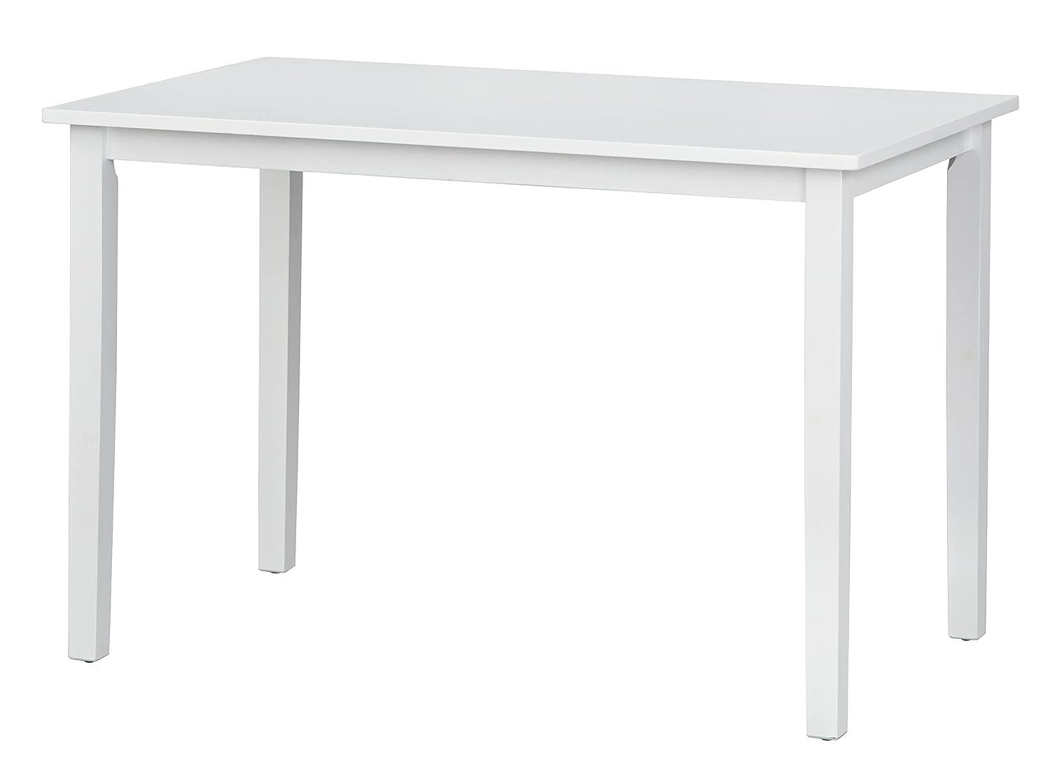 Buylateral Shaker Rectangular Dining Table White: Transitional Style, Rubberwood, 4-Seat