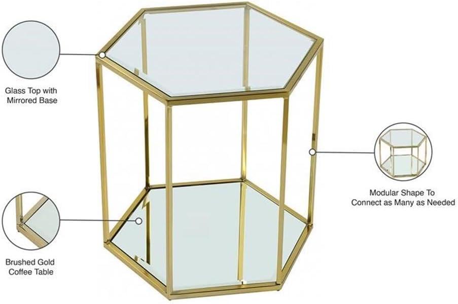 Meridian Furniture Sei Modular Stainless Steel and Glass End Table