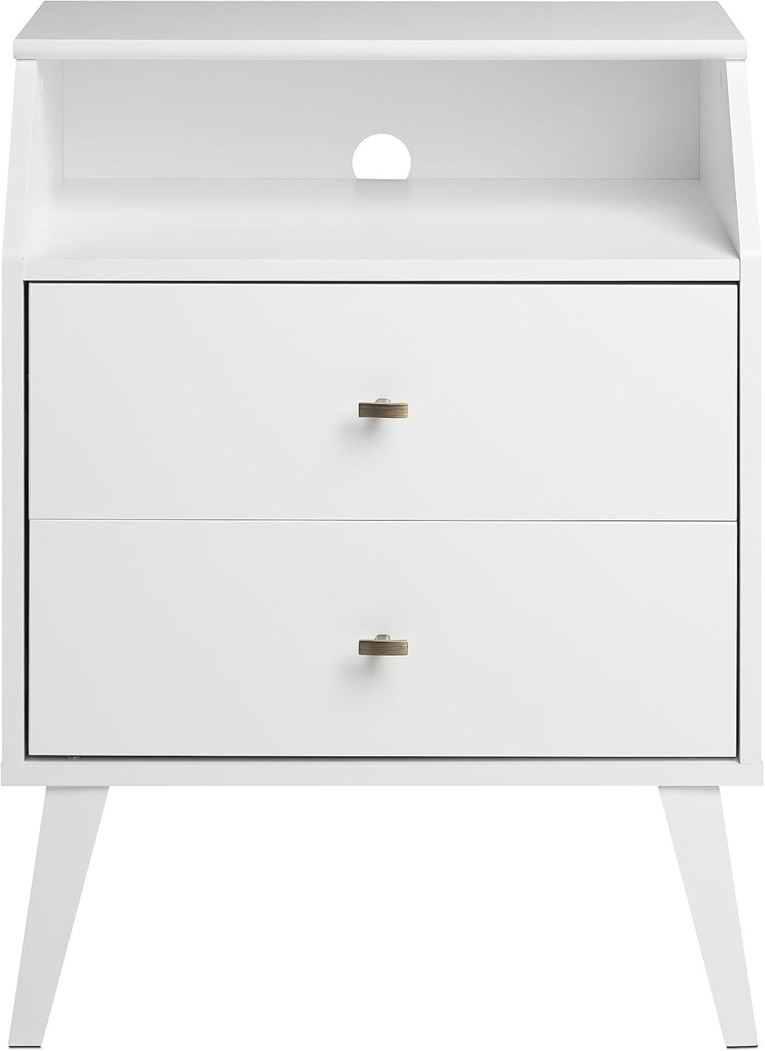 2 Drawer Milo Mid-Century Modern Nightstand with Angled Top - Prepac