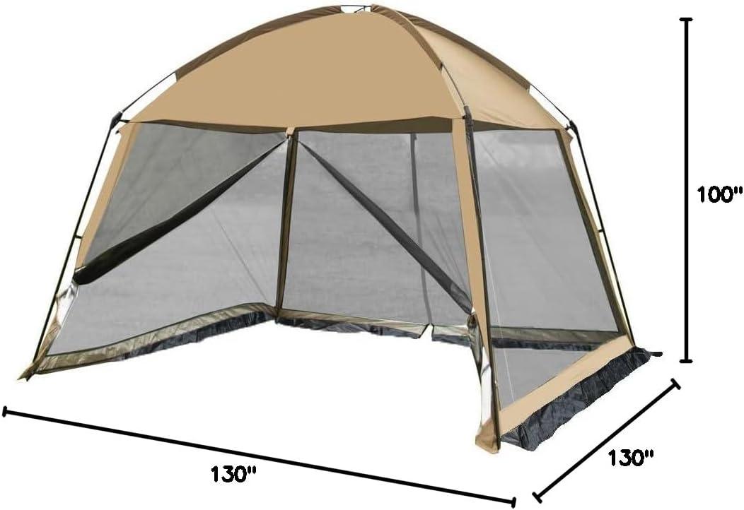 Screen House 11 x 11 ft Screened Mesh Net Gazebos for Patios Outdoor Camping Activities - Beige