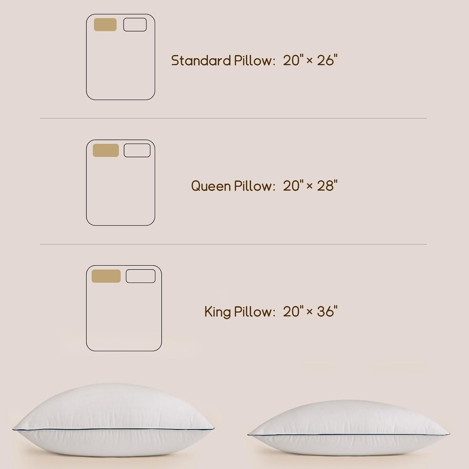 BHZ Goose Down Feather Pillow Standard Size, Luxury Hotel Alternative Collection Bed Pillow for Sleeping Firm Soft Support for Side & Back Sleepers, Navy, 20x26 Inch, 1 Pack