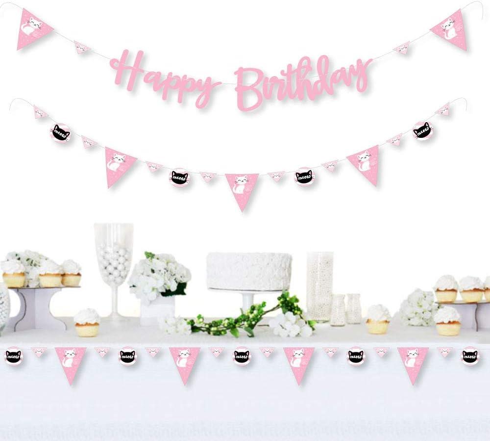 Big Dot of Happiness Purr-fect Kitty Cat - Kitten Meow Birthday Party Letter Banner Decoration - 36 Banner Cutouts and Happy Birthday Banner Letters