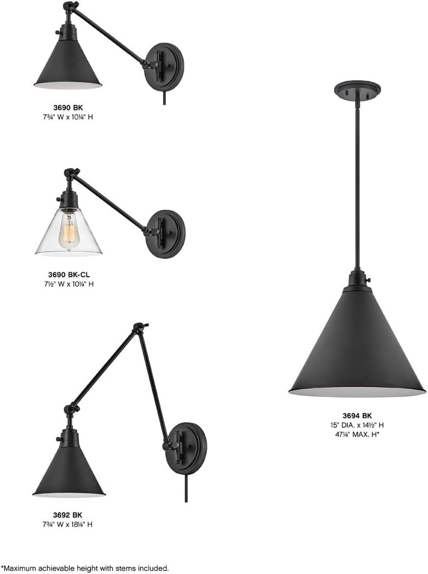 Lennon Plug-In Task Sconce - Black