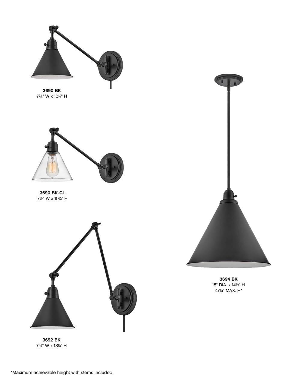 Lennon Plug-In Task Sconce - Black