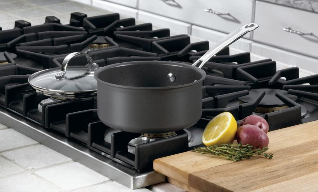 1.5 Quart Black Aluminum Non-Stick Saucepan with Lid