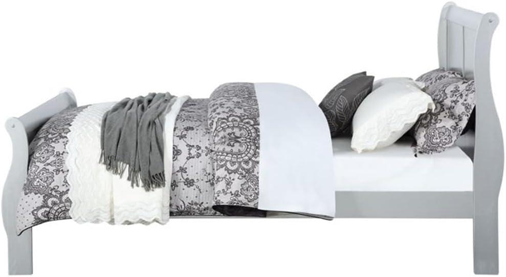 Full Louis Philippe Bed Platinum - Acme Furniture: Classic Sleigh, Pine Wood Frame, Box Spring Required