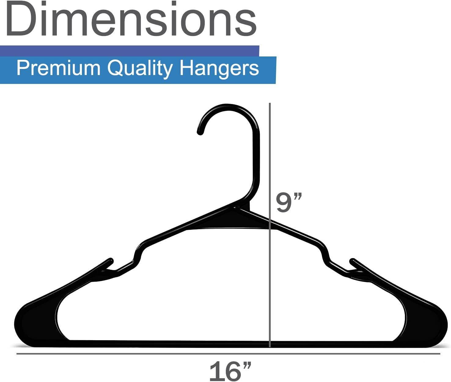Heshberg Plastic Hangers Notched Black 50 Pack