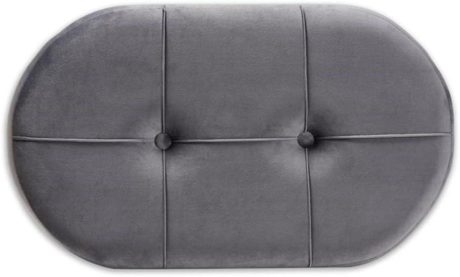 Simone Velvet Upholstered Wood Ottoman Gray/Natural - Baxton Studio