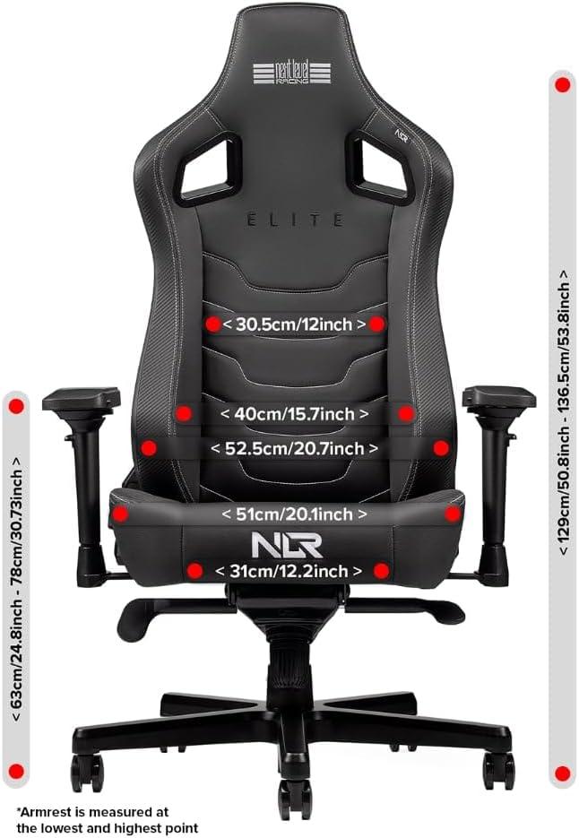 Elite Black Aluminum and Nylon Gaming Chair with 4D Armrests