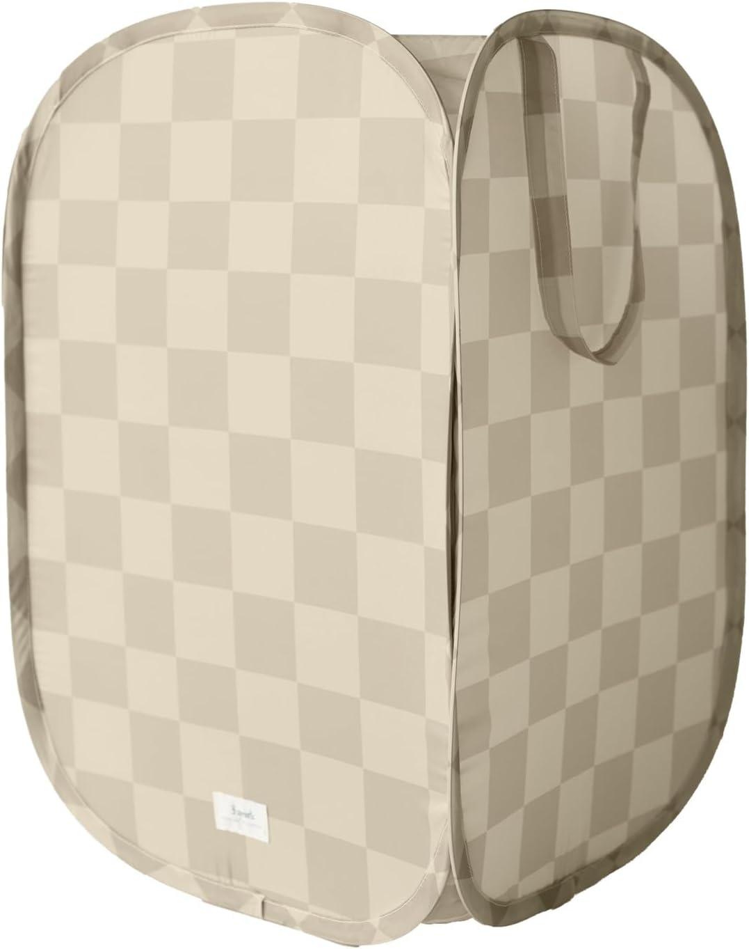 3 Sprouts Baby & Kids Recycled Fabric Pop-up Laundry Hamper - Gingham Beige