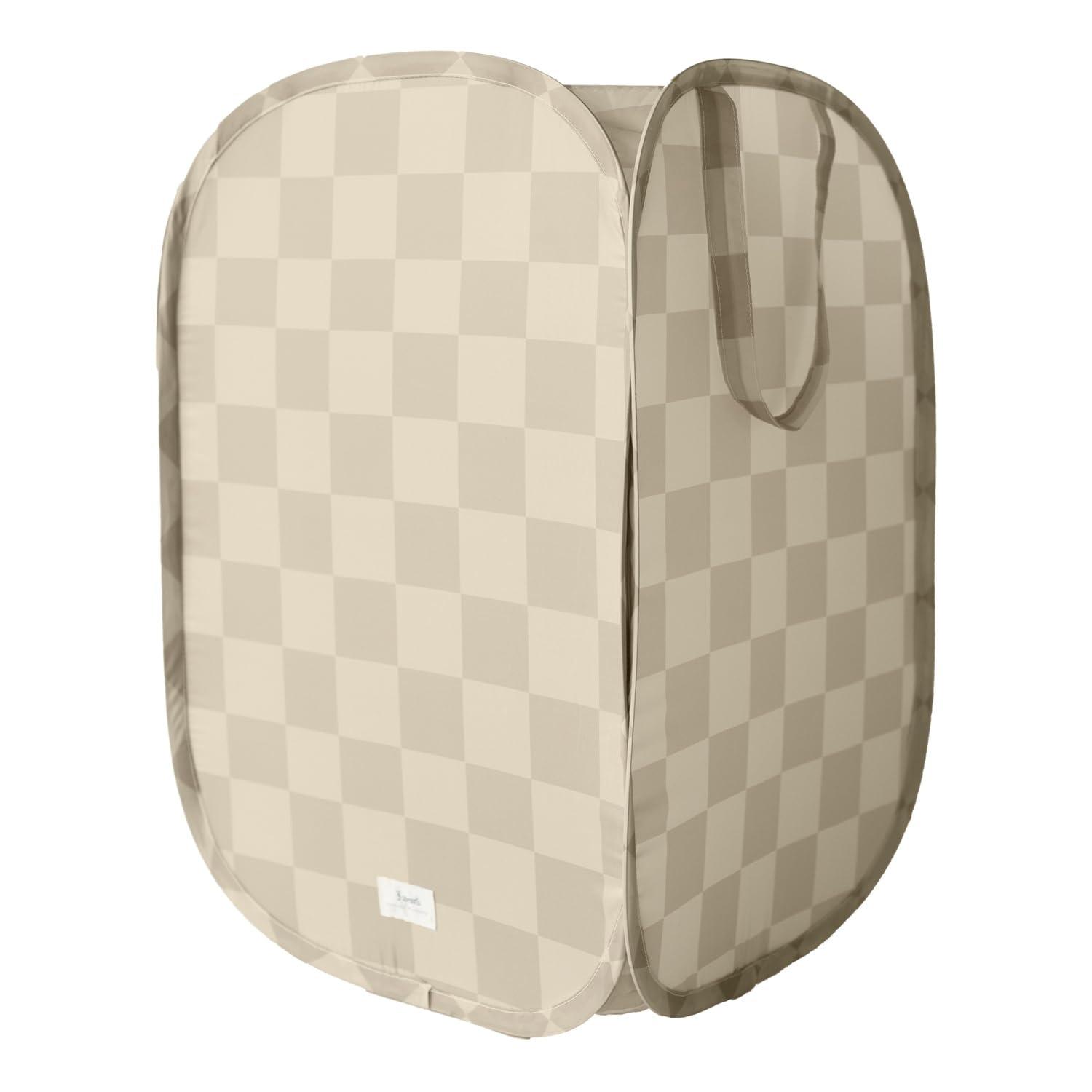 3 Sprouts Baby & Kids Recycled Fabric Pop-up Laundry Hamper - Gingham Beige