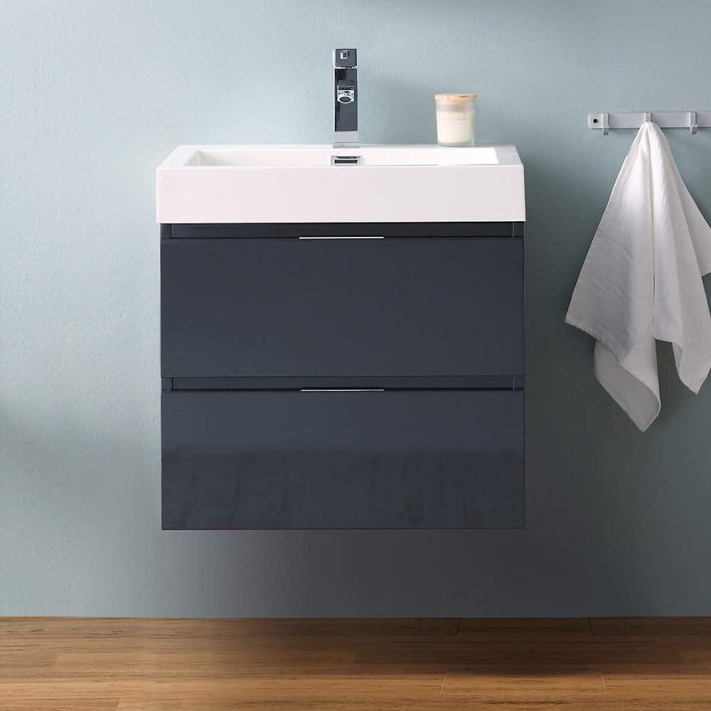 Fresca Valencia 24" Modern Wood and Resin Bathroom Vanity in Glossy White