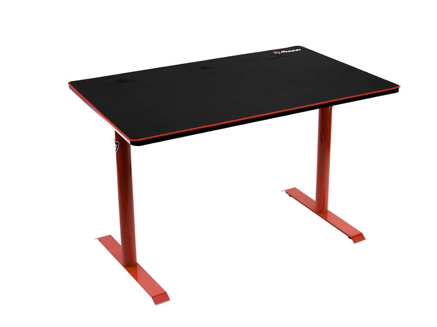 Compact Red & Black Gaming Desk with Full-Surface Mouse Pad