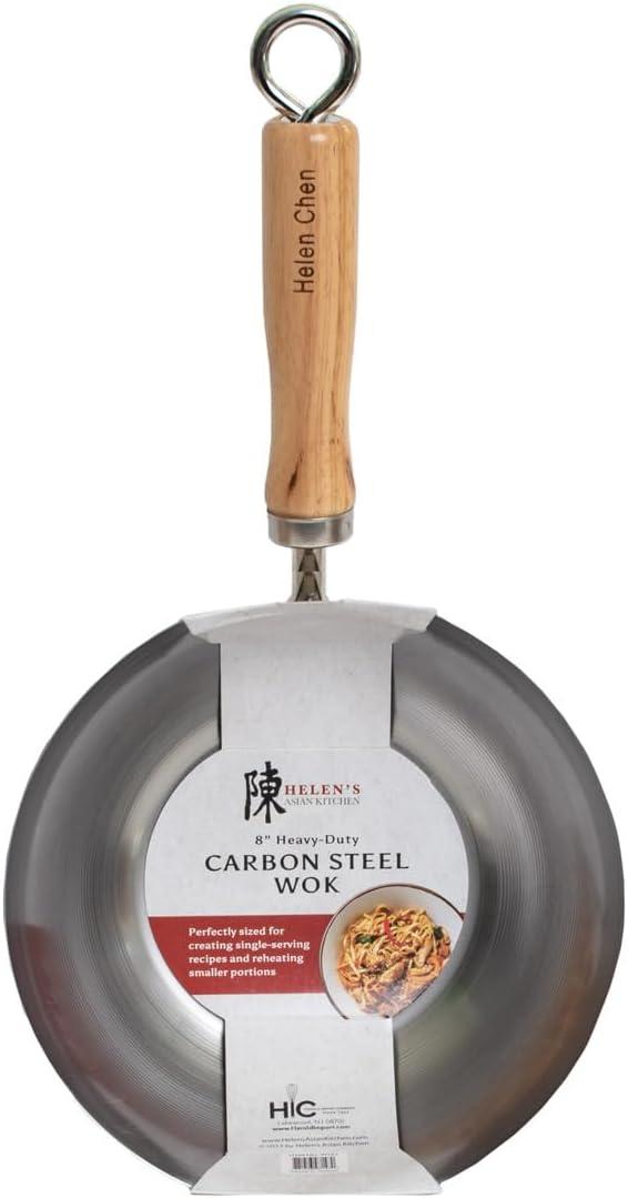 Helen's 8-Inch Carbon Steel Wok with Rubberwood Handle