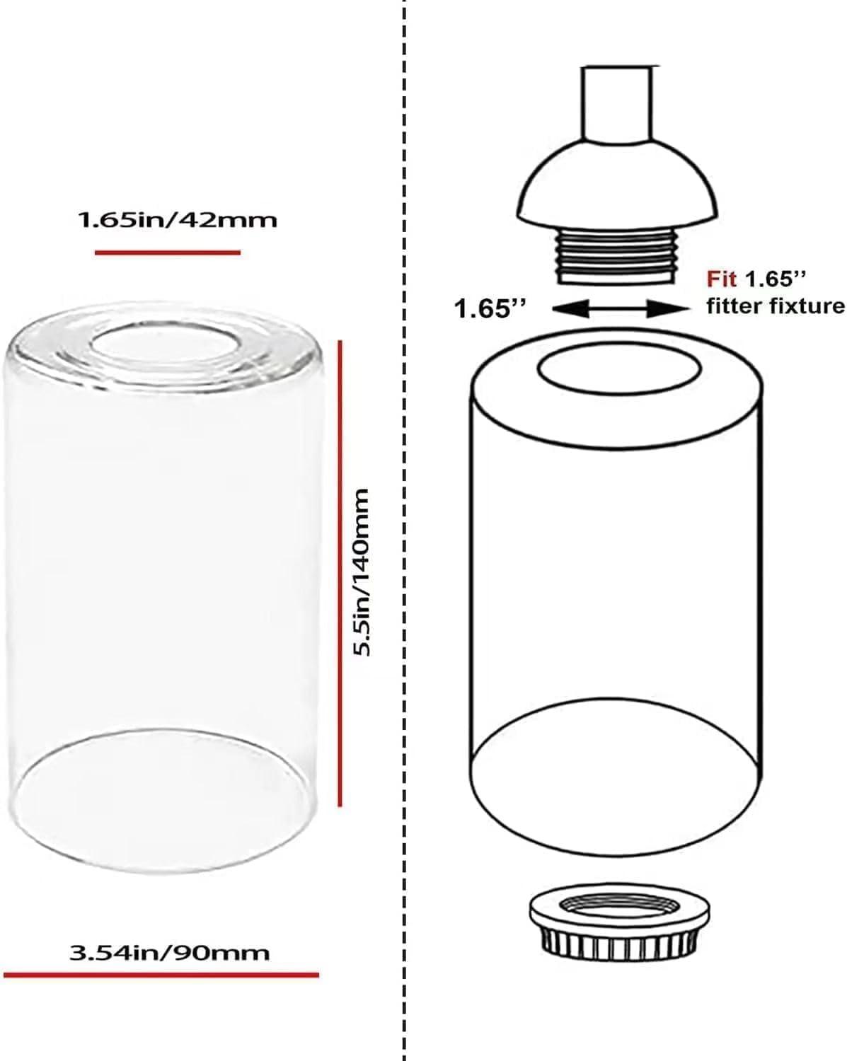 5 Pack Clear Glass Lamp Shade，Glass Shade Covers Replacements for Light Fixtures，Cylinder Globe Glass Shades Covers for Pendant Lights Chandeliers Wall Sconces Bath Vanity Lights