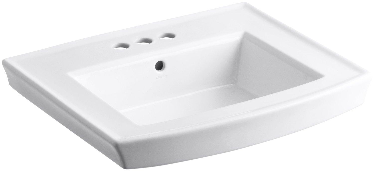Archer® Vitreous China Rectangular Pedestal Bathroom Sink with Overflow
