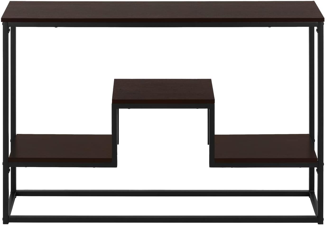 Monarch Specialties Accent Table Console Entryway Narrow Sofa Living Room Bedroom Brown Laminate Black Metal Contemporary Modern