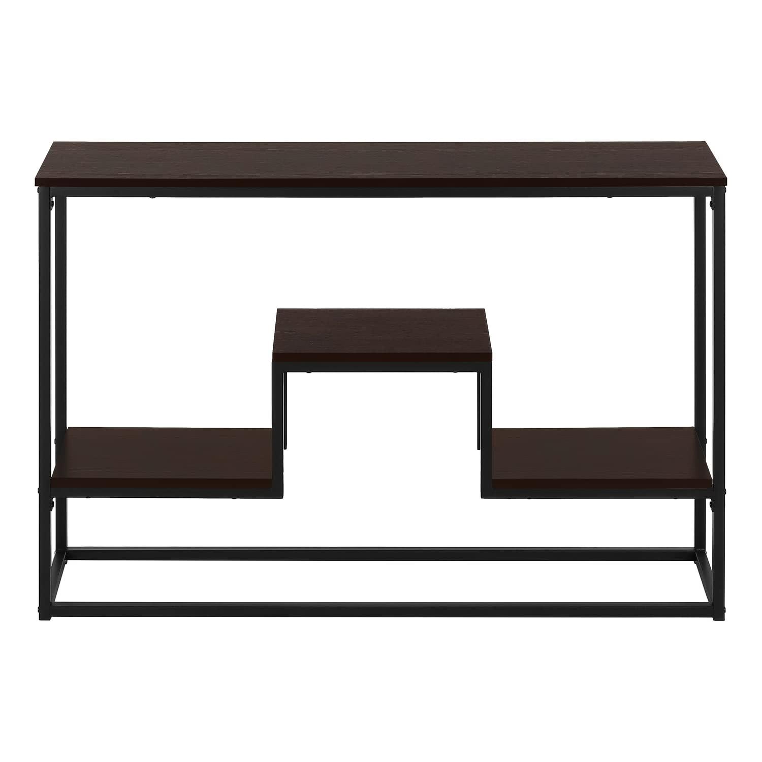 Monarch Specialties Accent Table Console Entryway Narrow Sofa Living Room Bedroom Brown Laminate Black Metal Contemporary Modern