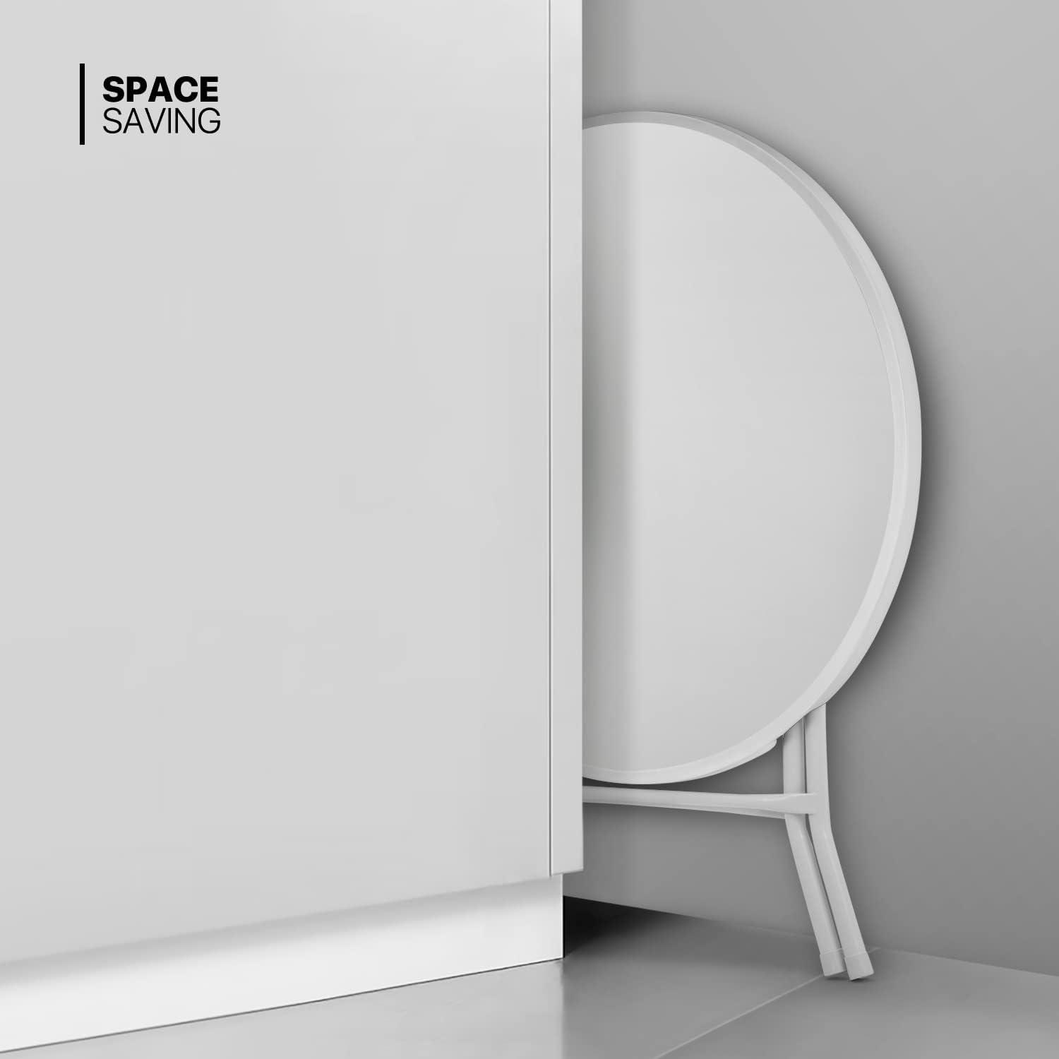 31.5" Round Folding Banquet Table, Portable Plastic Coffee Card Dining Table for Outdoor Party Event