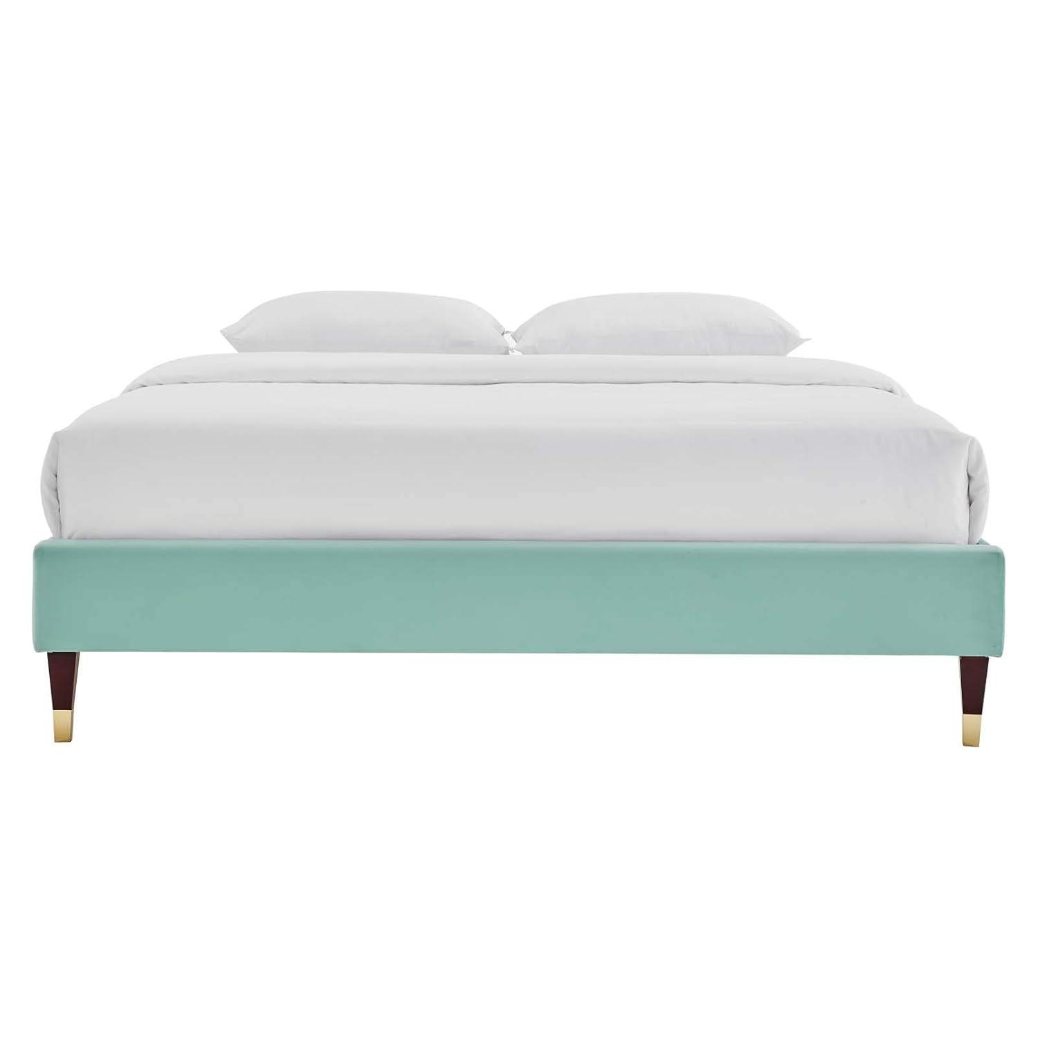 Modway Harlow Full Performance Velvet Platform Bed Frame in Dusty Rose
