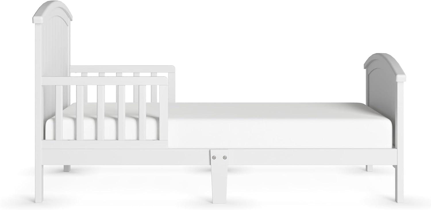 Matte White Pine Wood Toddler Bed with Headboard