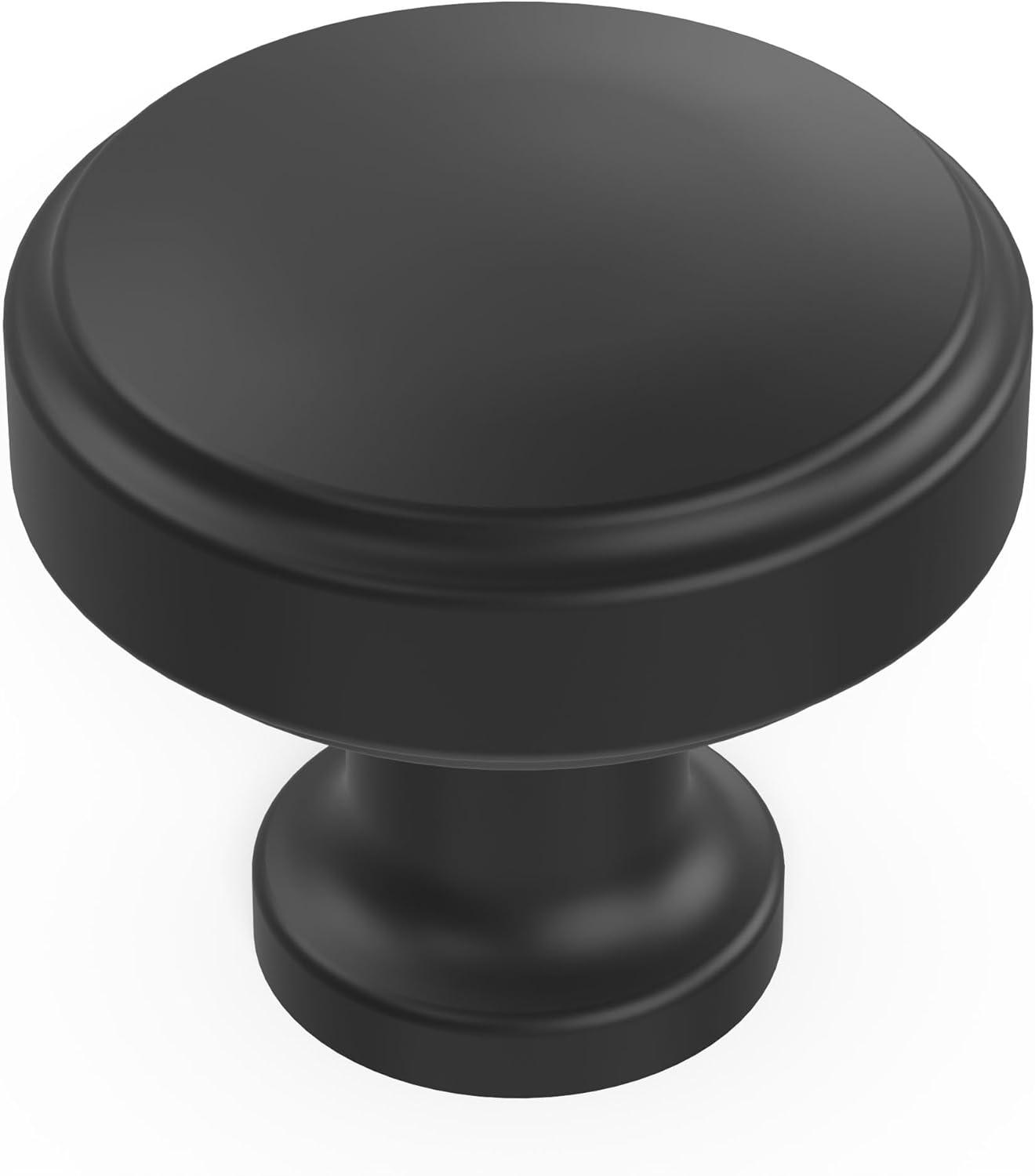 Matte Black Round Cabinet Knob with Mounting Hardware