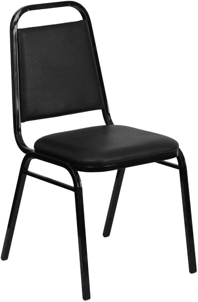 Elegant Black Vinyl Stacking Banquet Chair with Steel Frame