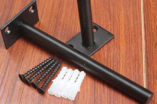 8 Pcs 6" Black Solid Steel Floating Shelf Bracket Blind Shelf Supports - Hidden Brackets for Floating Wood Shelves - Concealed Blind Shelf Support – Screws and Wall Plugs Included