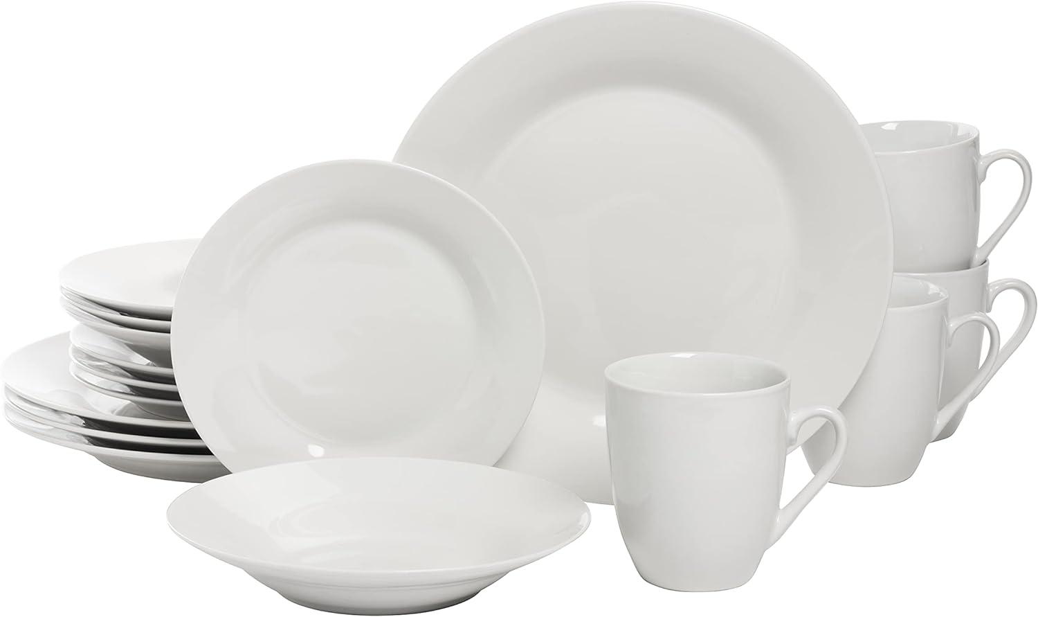 Simply White Porcelain 16-Piece Dinnerware Set for 4