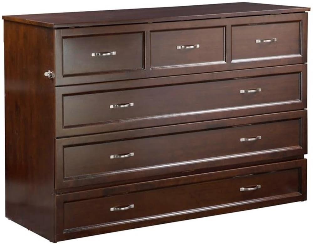Queen Deerfield Murphy Bed Chest with Charging Station Walnut - AFI: Space-Saving Design, No Box Spring Needed
