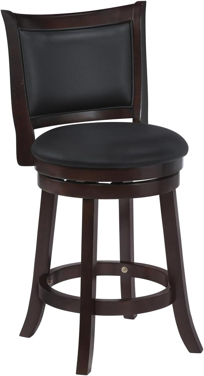 New Classic Furniture, Bristol Wood Swivel Bar Stool with PU Seat in Dark Brown, Brown
