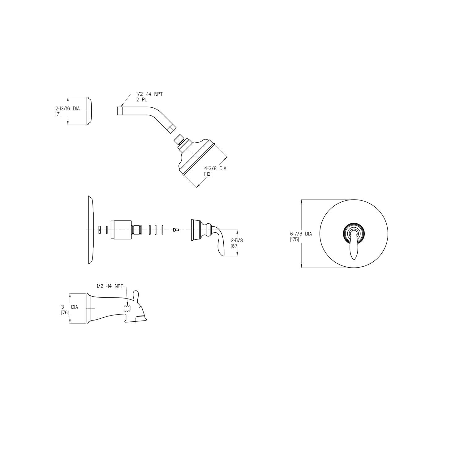 Avalon Shower Only Trim Kit in Polished Chrome