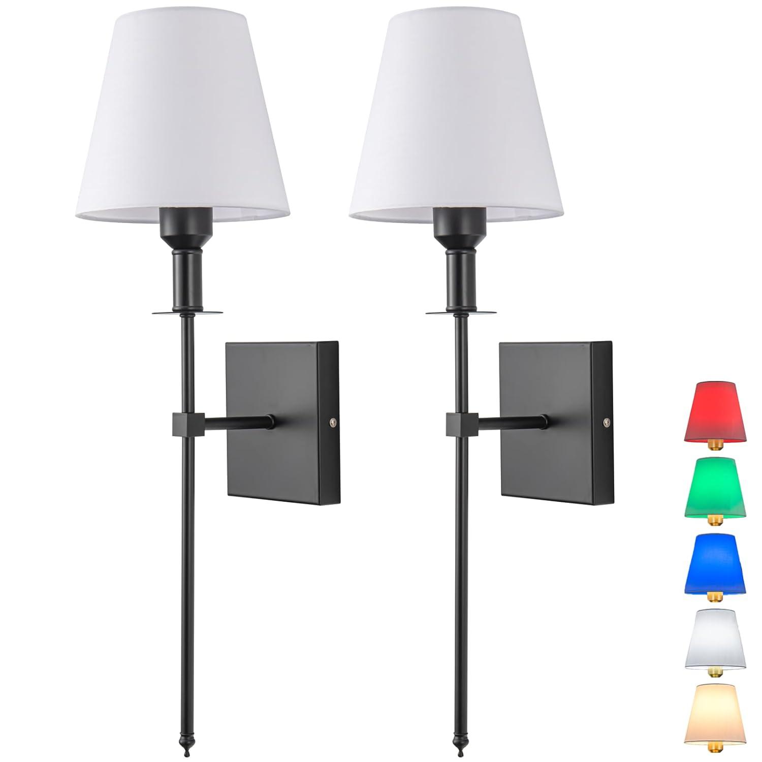 Battery Operated Black Wall Sconce Set Of 2,not Hardwired Fixture Wireless Wall Light ,dimmable Picture Sconces Cordless ,Easy To Install Battery Powered Lamp,for Bedroom, Lounge, Farmhouse Gallery